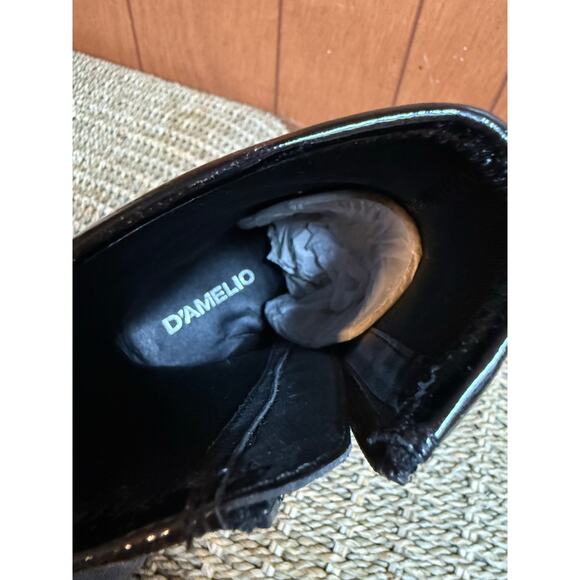 D’amelio Womens 8.5 Black Faux Patent Leather Chunky Chelsea Boots Zipper Grunge - Picture 8 of 9